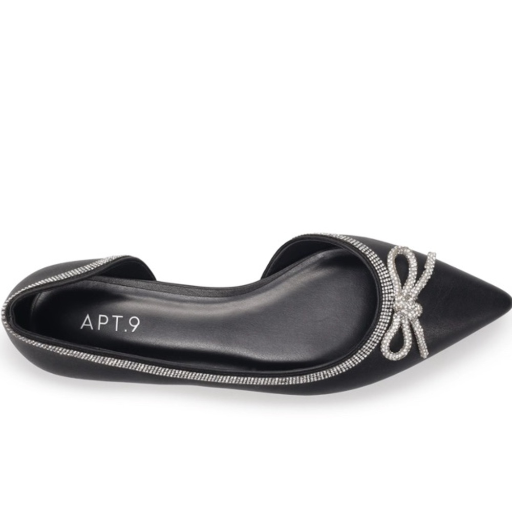 Black Flats with Silver Bow